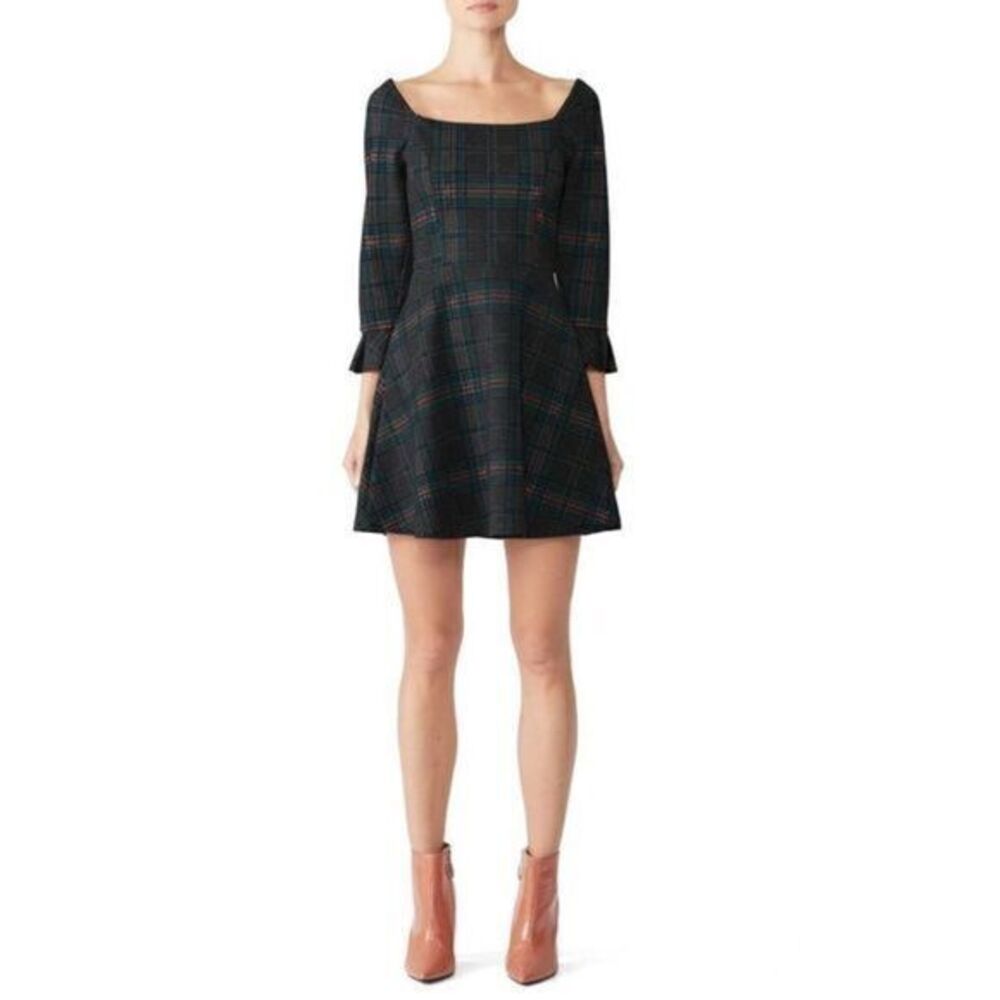 J.O.A. Plaid Wide Neck Dress